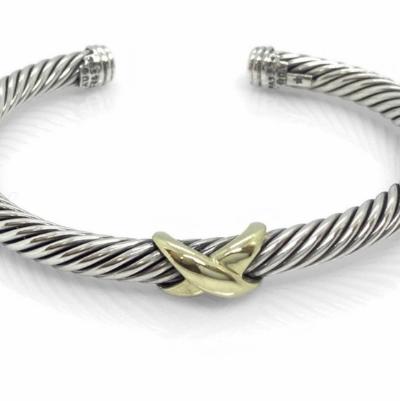 💎David Yurman 925 & 14k gold 5mm Signature X Cable Bracelet. - Picture 7 of 14
